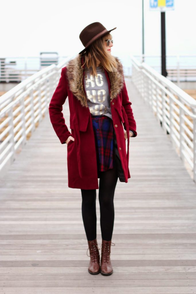 aeropostale sweater, holiday outfit, forever 21 faux fur jacket, vintage fashion blog, nyc fashion blog