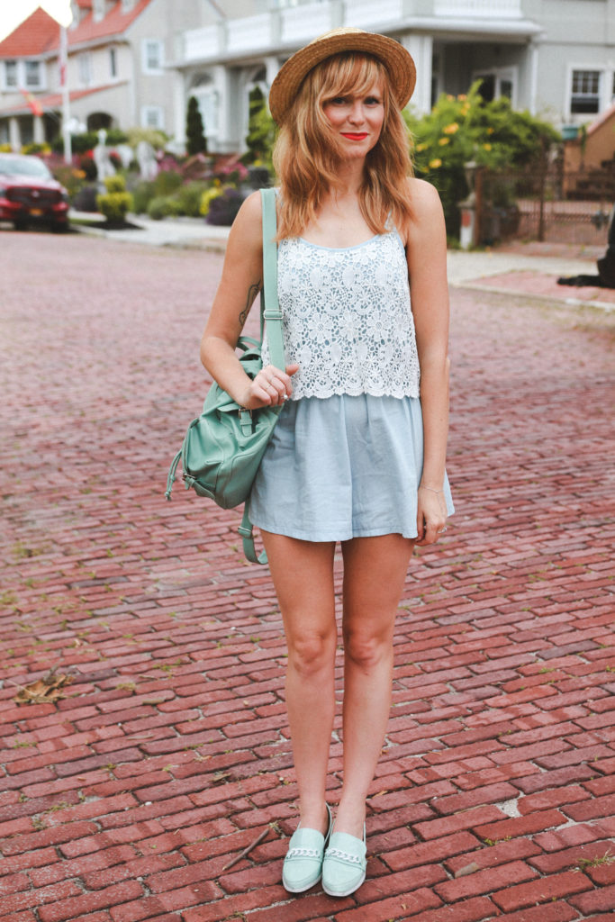 stelly romper, mint pointed flats, wanderlust + co, nyc fashion blogger, fashion blog nyc, long beach ny