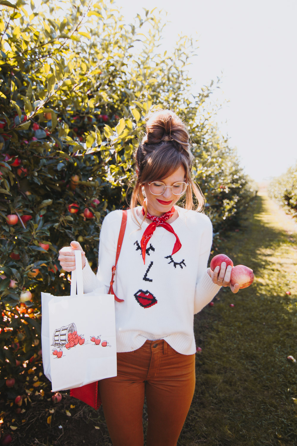 Seven Ponds Orchard, apple picking outfit